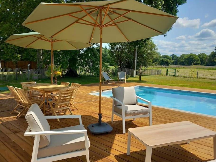 Maison Neuve Avec Piscine Chauffee, 4 Kms De Contis Plage Saint-Julien-en-Born Bagian luar foto